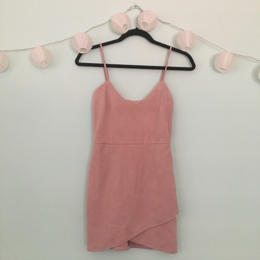 Misguided light pink size 2 mini suede soft dress